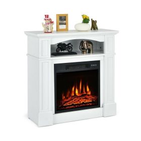 tv32 inch 1,400 Watt Electric TV Stand Fireplace with Shelf White