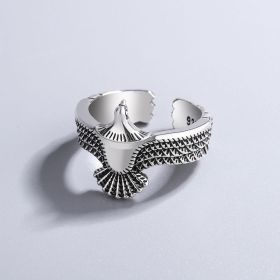 Vintage Temperament Personality Old Eagle Ring (Color: Silver, size: Adjustable opening)