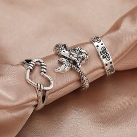 Vintage Distressed Embossed Eagle Claw Ring Set (Style: 6 Style)