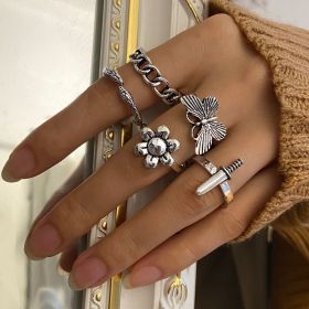 Vintage Distressed Embossed Eagle Claw Ring Set (Style: 5 Style)