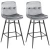 2 Pieces 29 Inch Velvet Bbar Stools Set with Tufted Back and Footrests