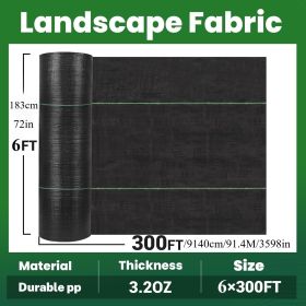 50-300FT Roll/ Stack Weed Barrier Landscape Fabric Heavy duty, Weed Block Horticultural Floor Covering Mat, Weed Control Garden Cloth (specification: 6FT*300FT)