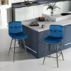 2 Pieces 29 Inch Velvet Bbar Stools Set with Tufted Back and Footrests