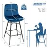 2 Pieces 29 Inch Velvet Bbar Stools Set with Tufted Back and Footrests