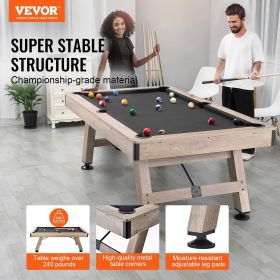VEVOR Billiards Table, 7 ft Pool Table, Adjust Legs Stable Billiards Table, Pool Table Set Includes Balls, Cues, Chalks and Brush (Color: Brown)
