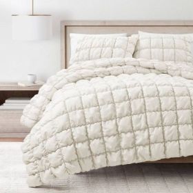Twin/XL Soft Lightweight Puff Textured 2-Piece Comforter Set in Off White (Color: off-white)